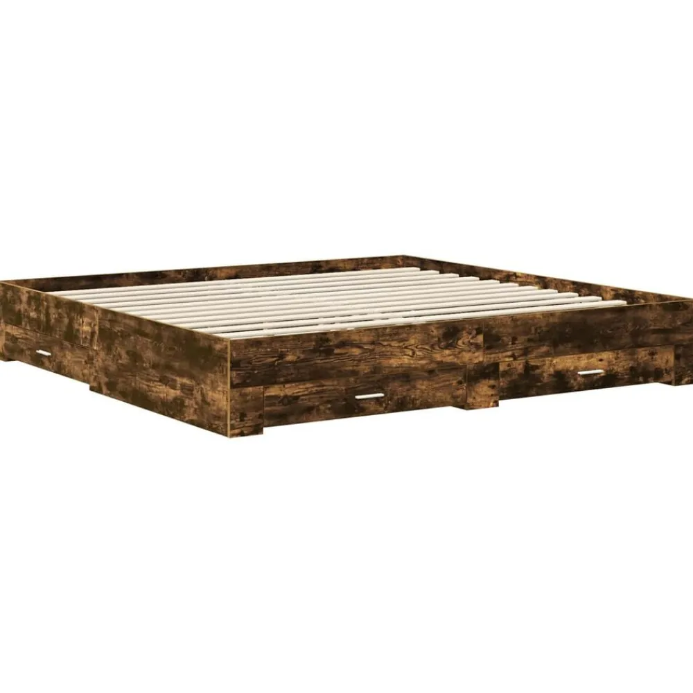vidaXL Camas Y Accesorios-Estructura de cama con cajón con cabecera Madera contrachapada
