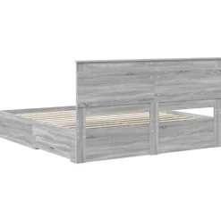 vidaXL Camas Y Accesorios-Estructura de cama con cajón con cabecera Madera contrachapada