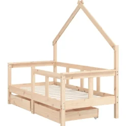 vidaXL Estructura de cama para niños con cajones madera pino 70x140 cm Natural Clearance