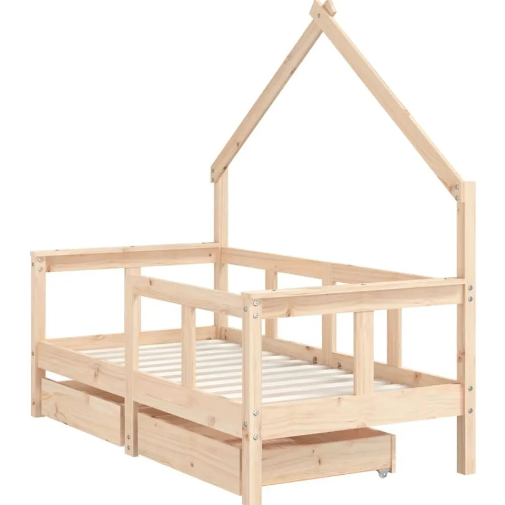vidaXL Estructura de cama para niños con cajones madera pino 70x140 cm Natural Clearance