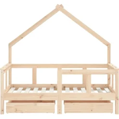 vidaXL Estructura de cama para niños con cajones madera pino 70x140 cm Natural Clearance