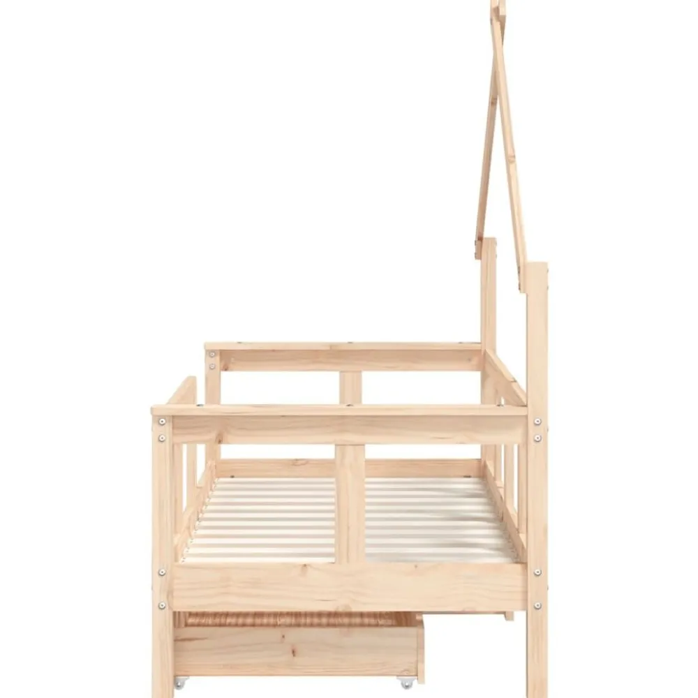 vidaXL Estructura de cama para niños con cajones madera pino 70x140 cm Natural Clearance