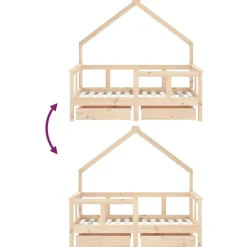 vidaXL Estructura de cama para niños con cajones madera pino 70x140 cm Natural Clearance