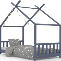 vidaXL Estructura de cama infantil madera maciza pino 70x140 cm Gris Outlet
