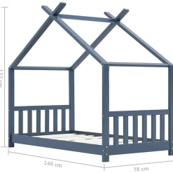 vidaXL Estructura de cama infantil madera maciza pino 70x140 cm Gris Outlet