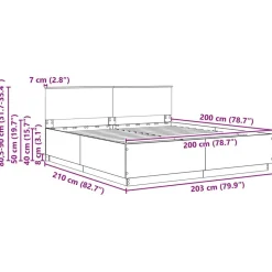 vidaXL Estructura de cama con tiras LED 200 x 200 cm Roble Sonoma Hot