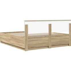 vidaXL Estructura de cama con tiras LED 200 x 200 cm Roble Sonoma Hot
