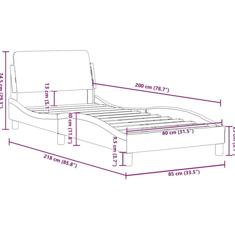 vidaXL Estructura de cama Dover cuero sintético 80x200 cm Blanco
