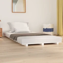 vidaXL Estructura de cama madera maciza de pino 90x200 cm Blanco
