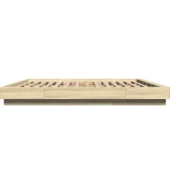 vidaXL Estructura de cama con luces LED madera 200x200 cm Roble Sonoma Clearance