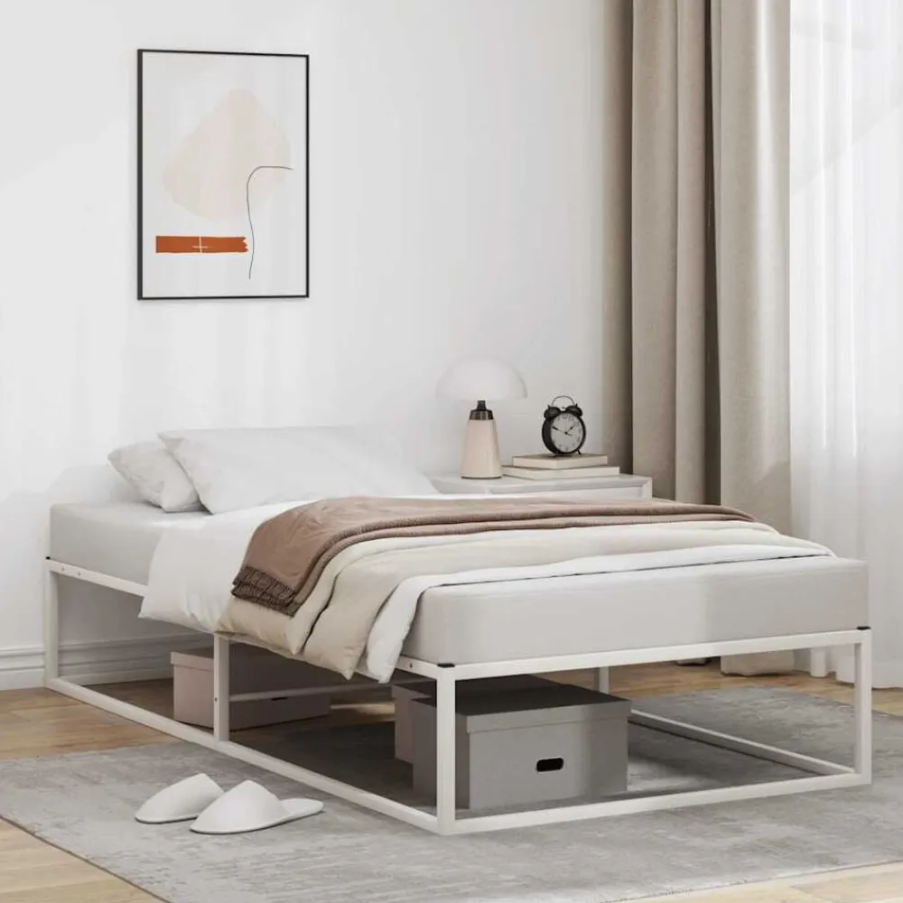 vidaXL Estructura de cama sin colchón de metal 90x200 cm Blanco