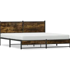 vidaXL Estructura de cama sin colchón metal 180x200 cm Roble ahumado Hot