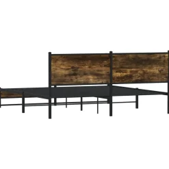 vidaXL Estructura de cama sin colchón metal 180x200 cm Roble ahumado Hot
