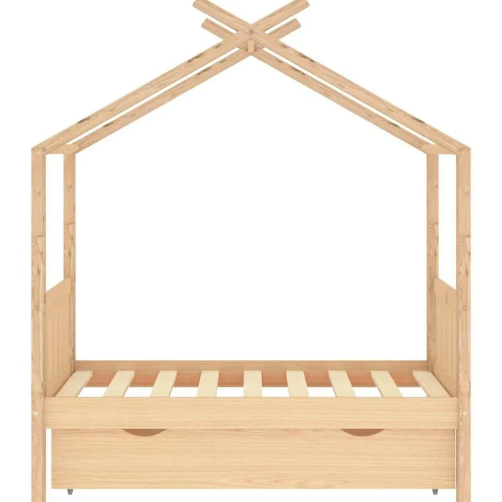 vidaXL Estructura de cama infantil con cajón madera de pino 70x140 cm Marrón New