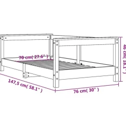 Niños vidaXL Mobiliario Para Bebés Y Niños Pequeños-Estructura de cama para niños madera de pino 70x140 cm