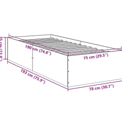 vidaXL Camas Y Accesorios-Estructura de cama madera de ingeniería 75x190 cm