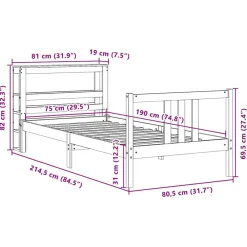 vidaXL Estructura de cama con cabecero madera maciza pino 75x190 cm Natural Hot