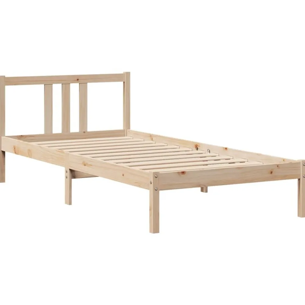 vidaXL Estructura de cama con cabecero madera maciza pino 75x190 cm Natural Hot