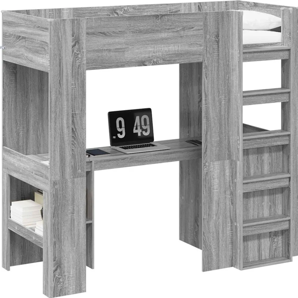 vidaXL Camas Y Accesorios-Estructura de litera con escritorio 75 x 190 cm