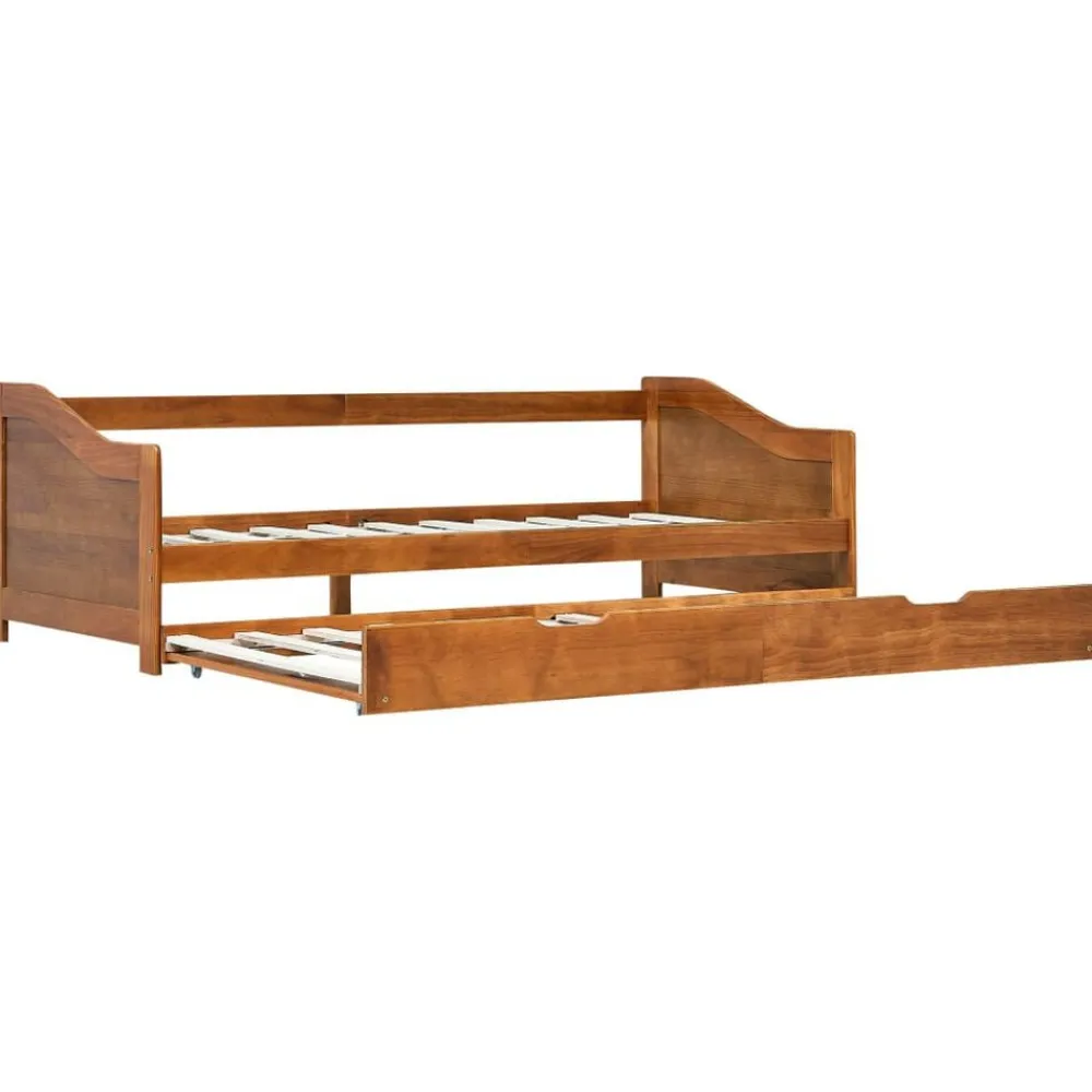 vidaXL Estructura sofá cama extraíble sin colchón marrón miel 90x200cm Marrón miel New