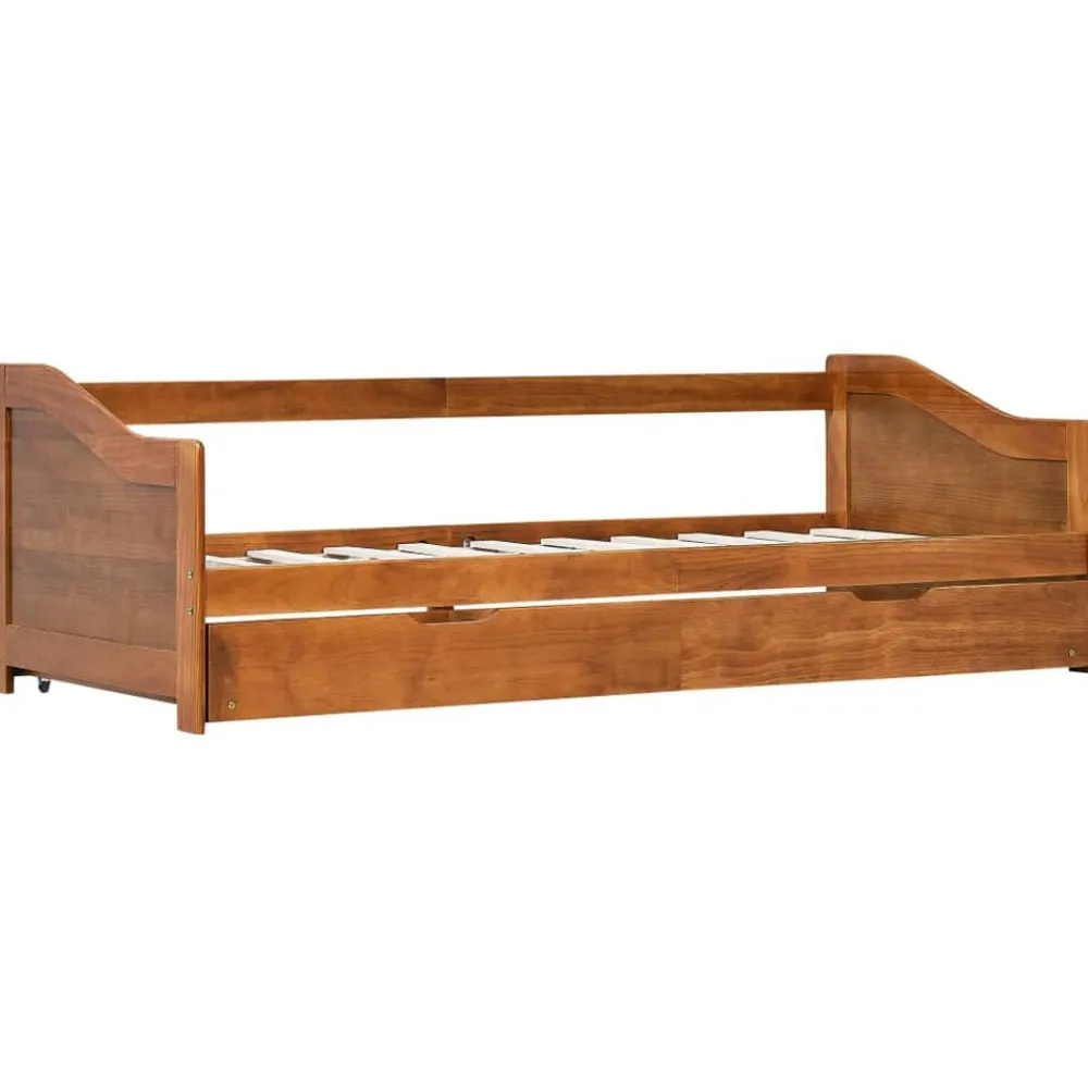 vidaXL Estructura sofá cama extraíble sin colchón marrón miel 90x200cm Marrón miel New