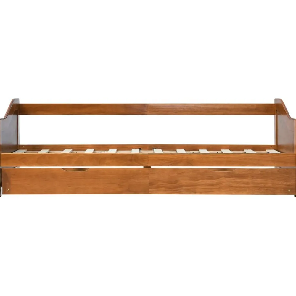 vidaXL Estructura sofá cama extraíble sin colchón marrón miel 90x200cm Marrón miel New