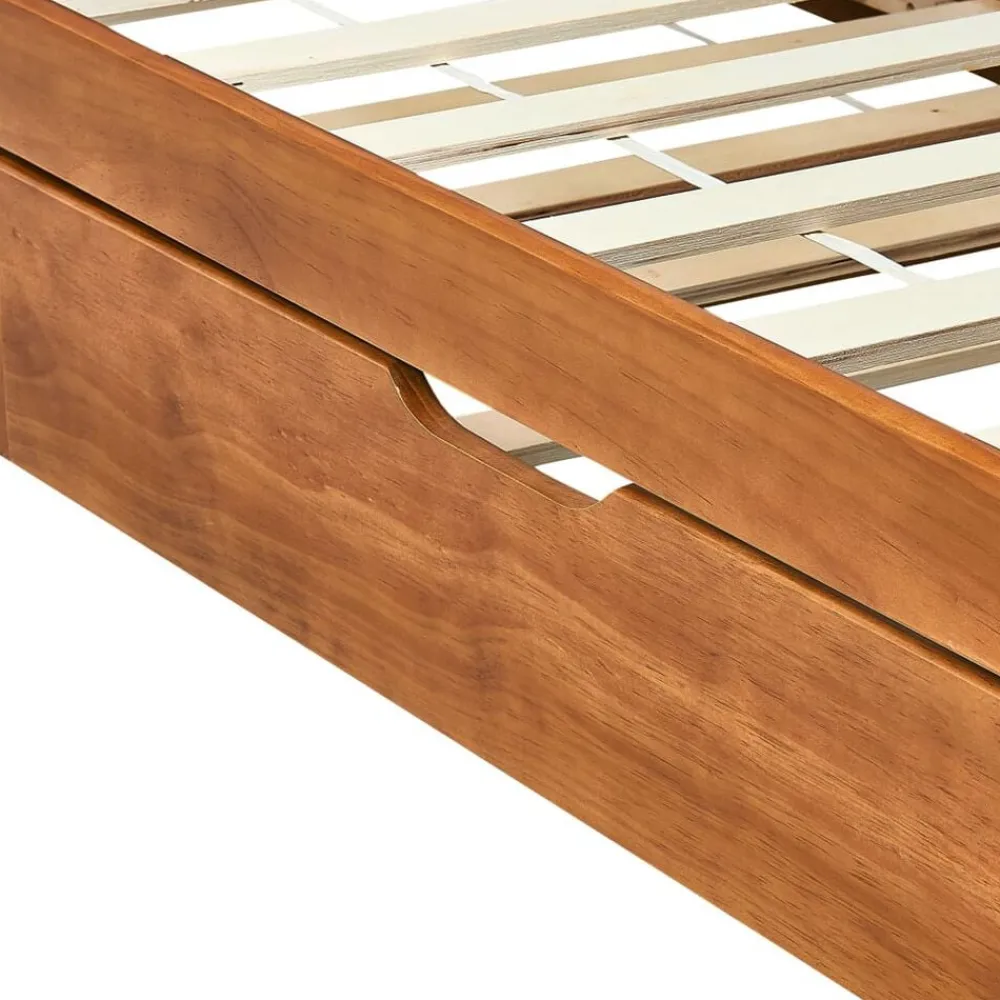 vidaXL Estructura sofá cama extraíble sin colchón marrón miel 90x200cm Marrón miel New