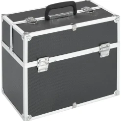 vidaXL Estuche de maquillaje aluminio 38x23x34 cm Negro Sale