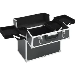 vidaXL Estuche de maquillaje aluminio 38x23x34 cm Negro Sale