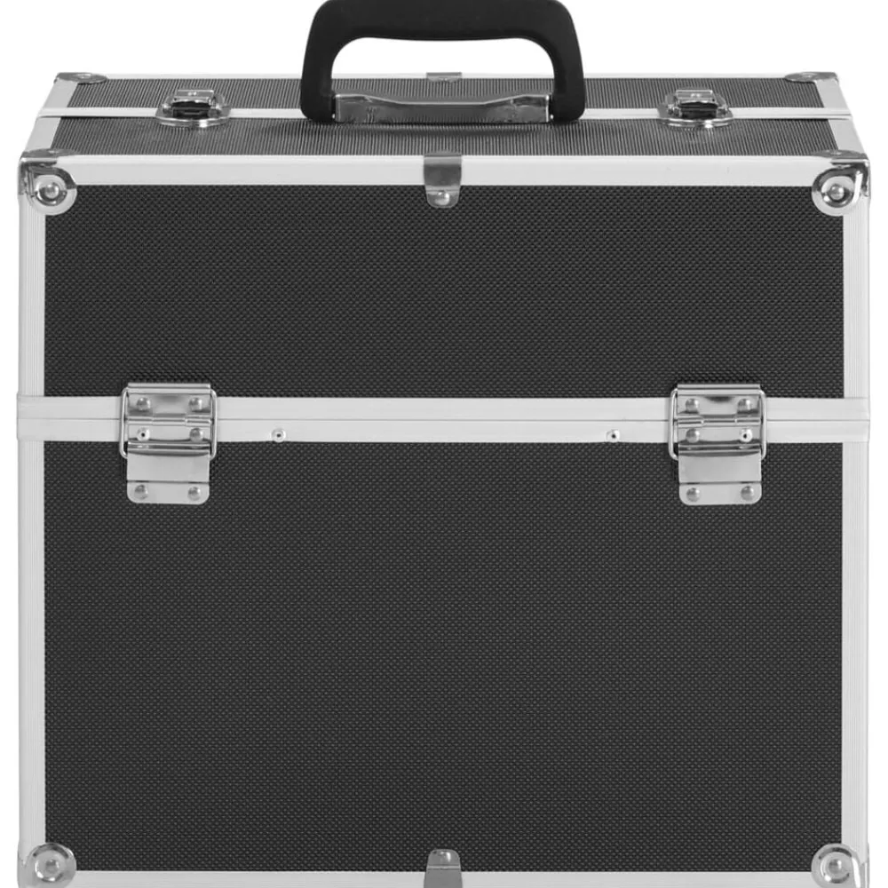 vidaXL Estuche de maquillaje aluminio 38x23x34 cm Negro Sale