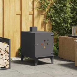 vidaXL Estufa de camping 35 x 50 x 60 cm Acero laminado en frío Negro Clearance