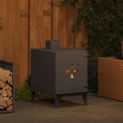 vidaXL Estufa de camping 35 x 50 x 60 cm Acero laminado en frío Negro Clearance