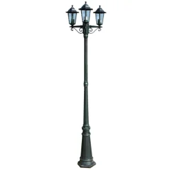 vidaXL Iluminación-Farola de jardín 3 brazos aluminio /negro 215 cm
