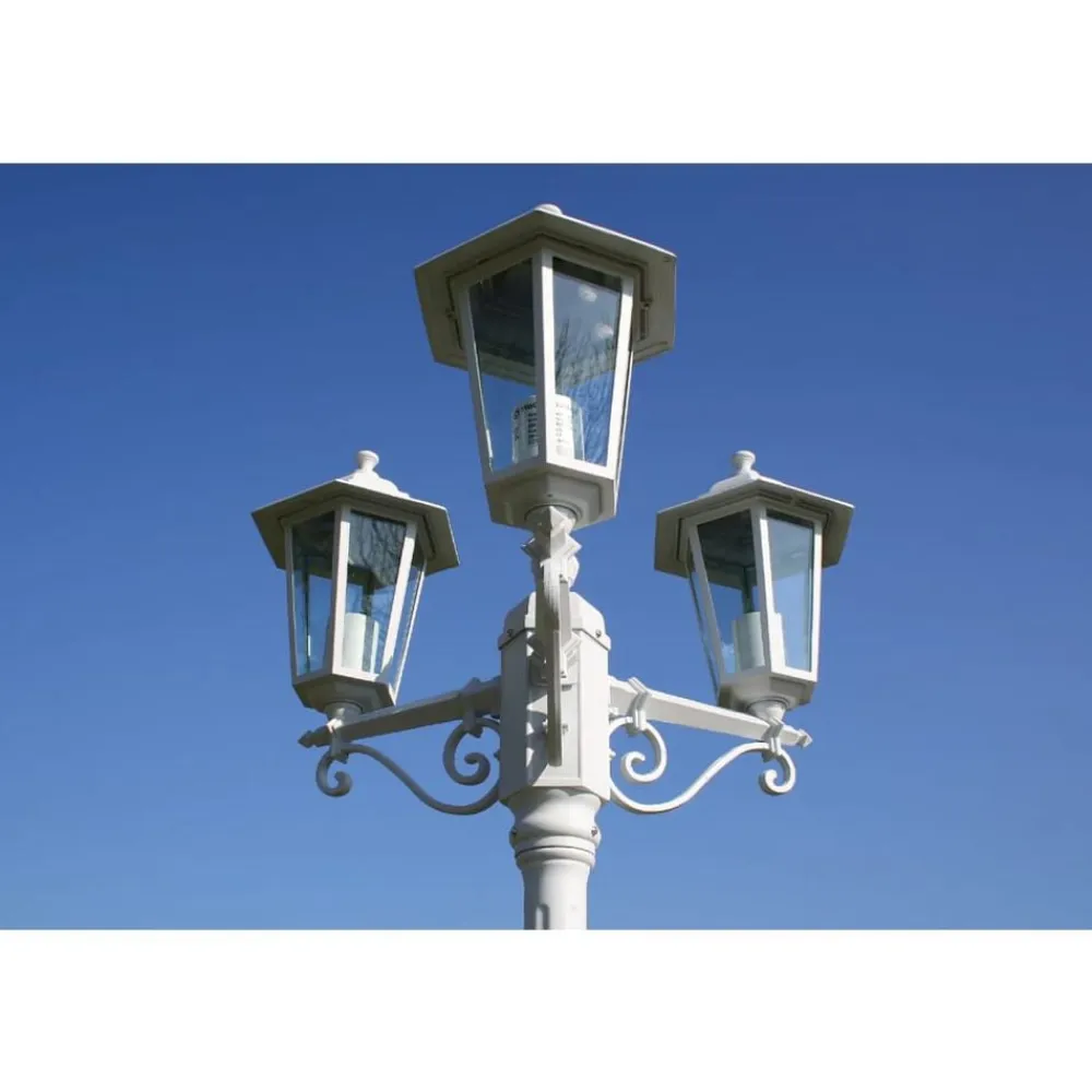 vidaXL Farola de jardín 3 brazos aluminio 215 cm Blanco Sale