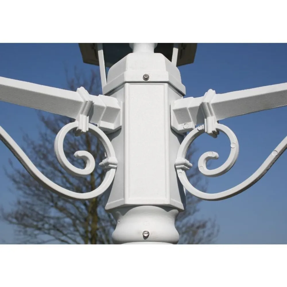vidaXL Farola de jardín 3 brazos aluminio 215 cm Blanco Sale