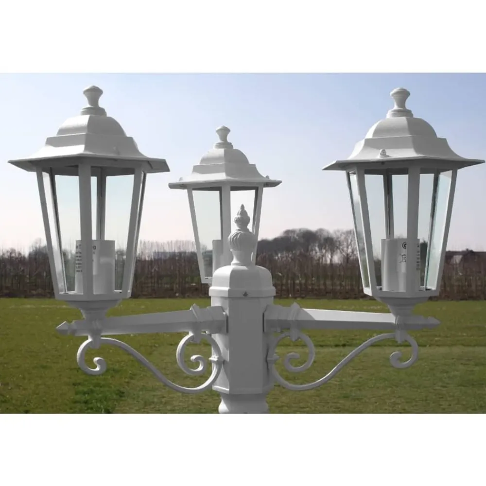 vidaXL Farola de jardín 3 brazos aluminio 215 cm Blanco Sale