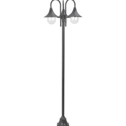 vidaXL Farola de jardín con 3 luces aluminio color E27 220 cm Bronce Online