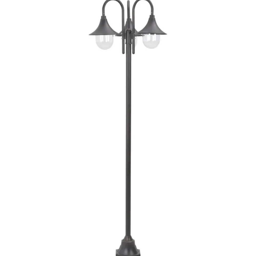 vidaXL Farola de jardín con 3 luces aluminio color E27 220 cm Bronce Online