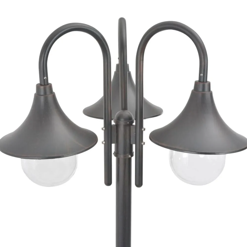 vidaXL Farola de jardín con 3 luces aluminio color E27 220 cm Bronce Online