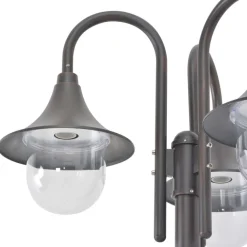 vidaXL Farola de jardín con 3 luces aluminio color E27 220 cm Bronce Online