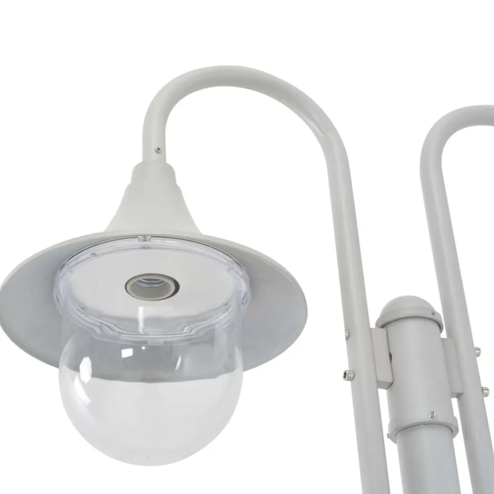 vidaXL Iluminación-Farola de jardín con 2 luces aluminio blanca E27 220 cm