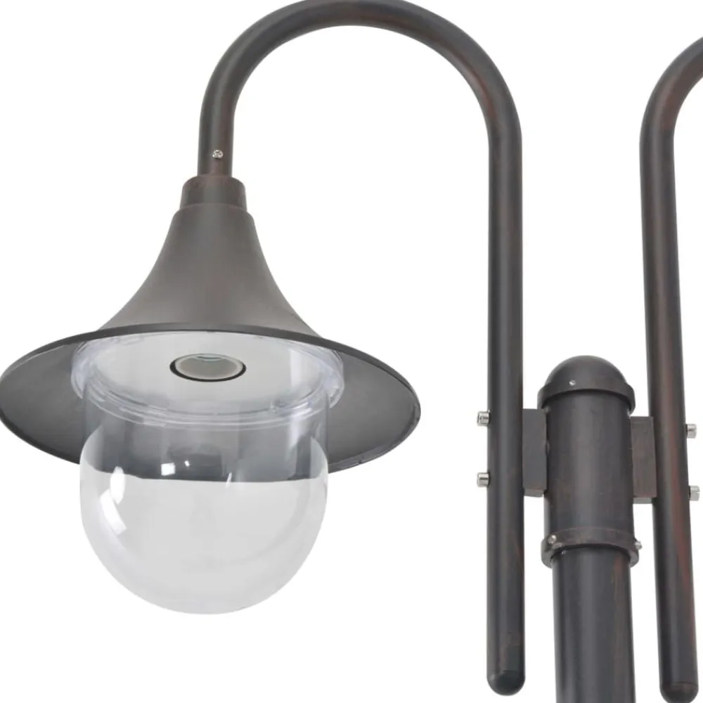 vidaXL Iluminación-Farola de jardín con 2 luces aluminio color E27 220 cm