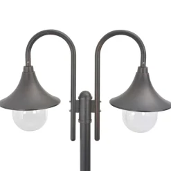 vidaXL Iluminación-Farola de jardín con 2 luces aluminio color E27 220 cm