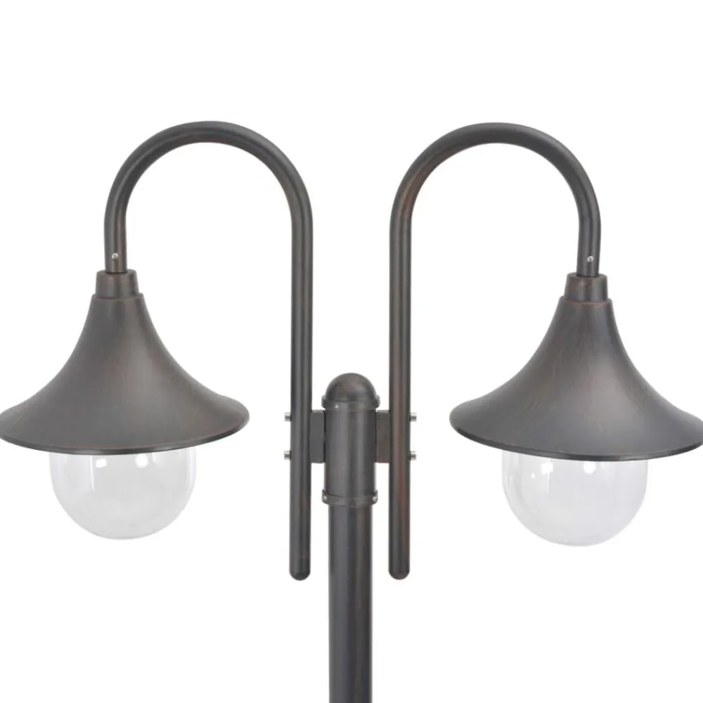 vidaXL Iluminación-Farola de jardín con 2 luces aluminio color E27 220 cm