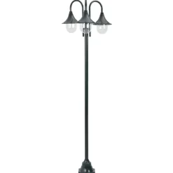vidaXL Farola de jardín con 3 luces aluminio E27 220 cm Verde oscuro