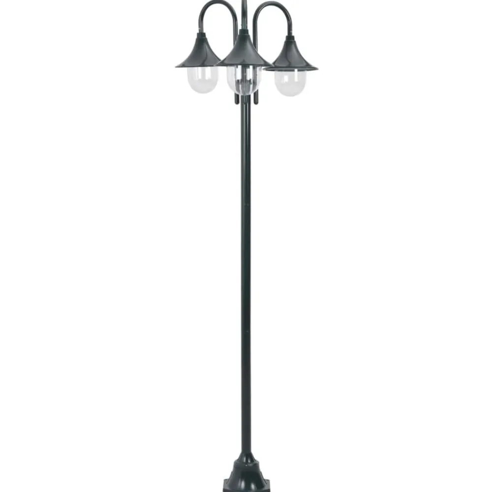 vidaXL Farola de jardín con 3 luces aluminio E27 220 cm Verde oscuro