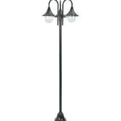 vidaXL Farola de jardín con 3 luces aluminio E27 220 cm Verde oscuro