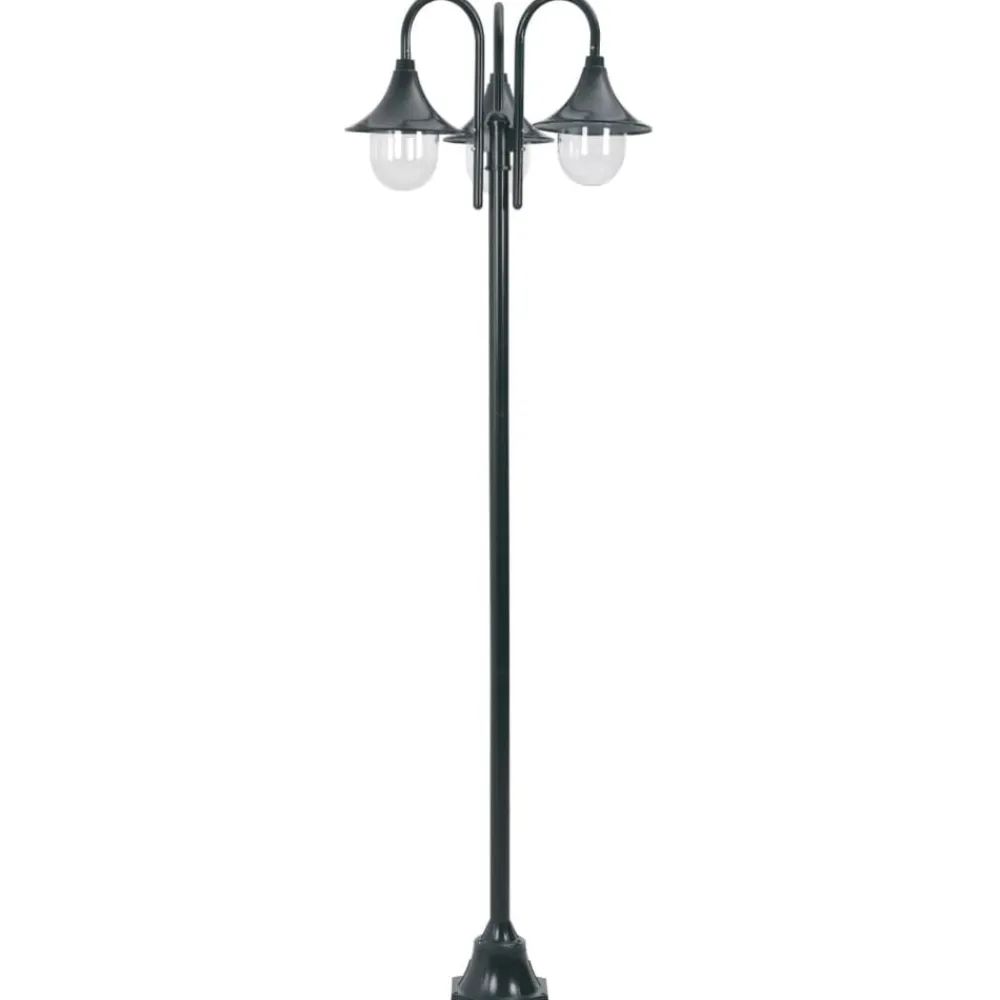 vidaXL Farola de jardín con 3 luces aluminio E27 220 cm Verde oscuro