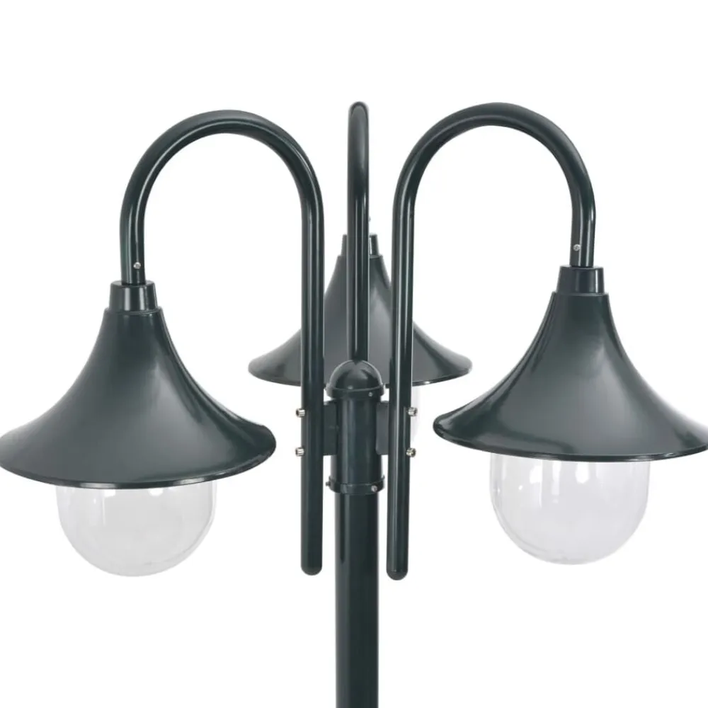 vidaXL Farola de jardín con 3 luces aluminio E27 220 cm Verde oscuro