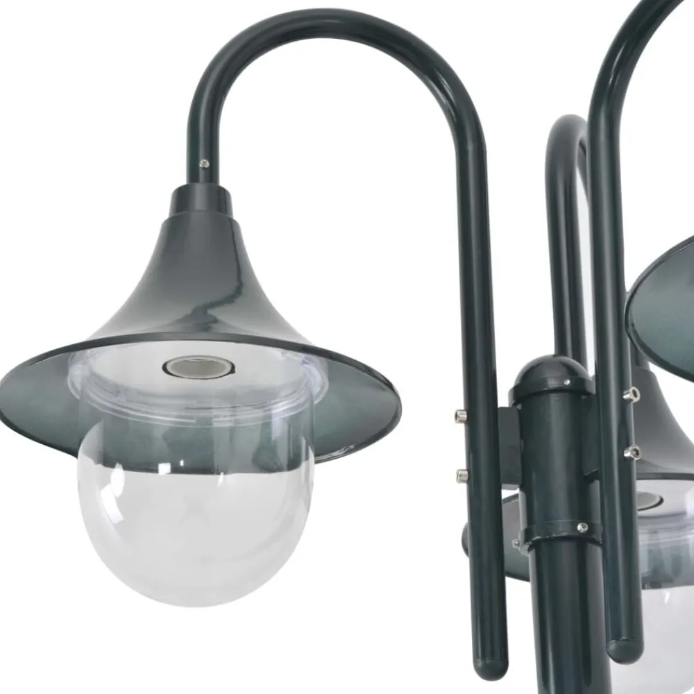 vidaXL Farola de jardín con 3 luces aluminio E27 220 cm Verde oscuro